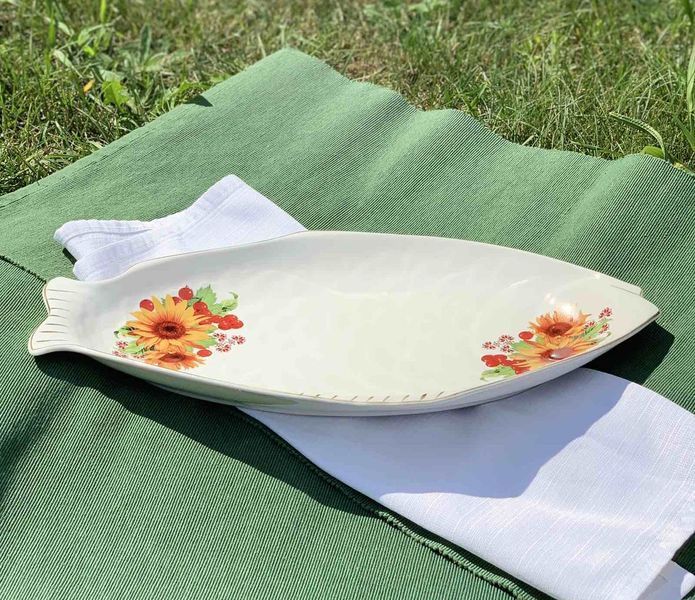 Блюдо "Короп" 36 см деколь Подсолнух окантовка золото 2215028012 фото